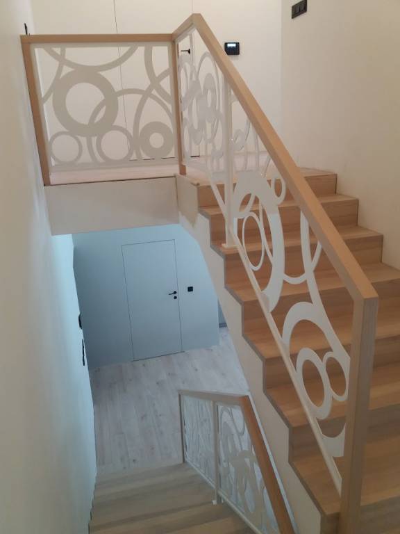 balustrada na schody w kółka ażurowe biała wycinane laserowo Częstochowa Miedzno